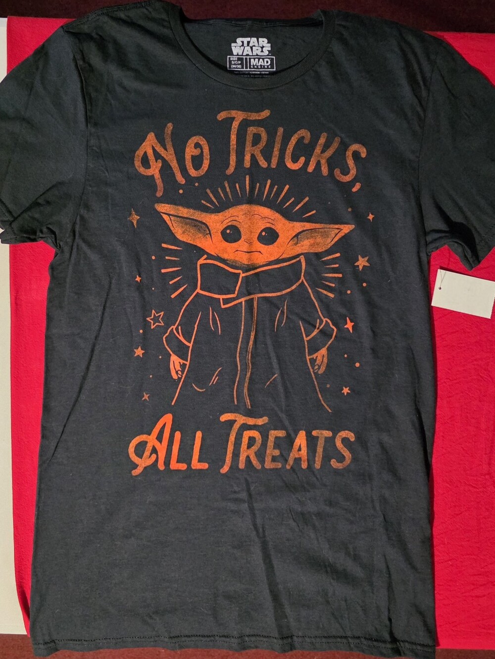 Star Wars Black T‑Shirt with Orange The Child Halloween Graphic